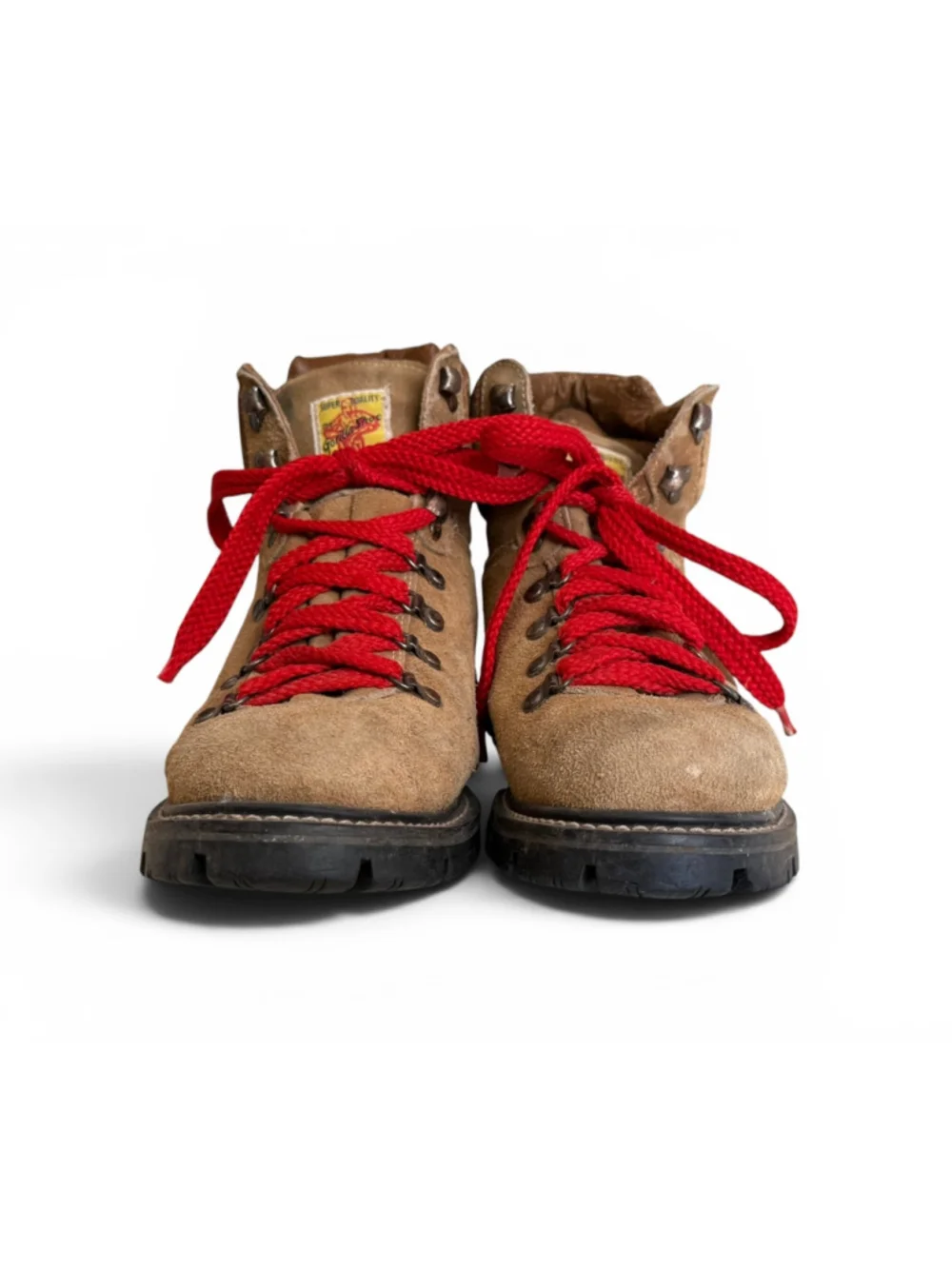 Vintage 70s Gorilla Men’s Suede Leather Hiking Boots Brown Red Laces Sz 10 USA